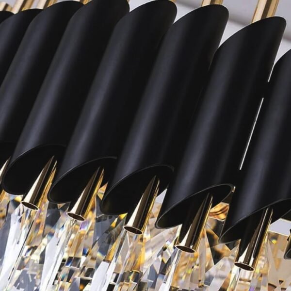 Modern Crystal Black Gold Chandeliers with Ceiling Light Fixture for Living Room | Jhumar | Chandelier for Restaurant | Jhoomar for Hotel | Light Fixture Chandelier Bedroom and Hall 600Mm - Image 6