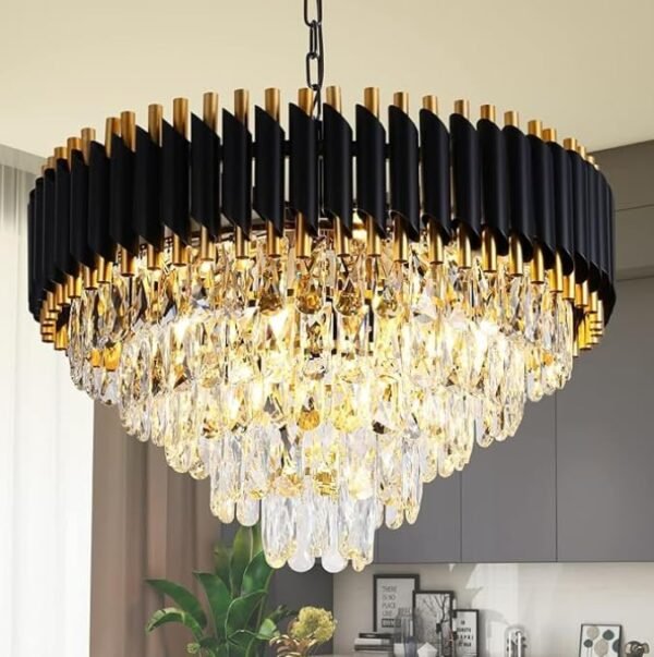 jhumar, Crystal Black Gold Chandeliers